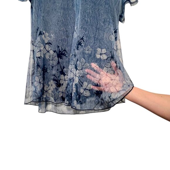 Whimsigoth Sheer Overlay Romantic Y2K Fairycore Fairy Grunge Blue Top Size XL - Picture 5 of 11